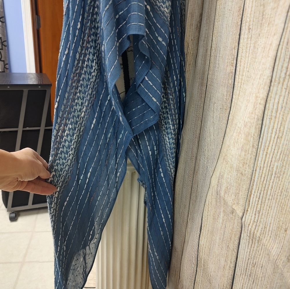 Sonoma Kimono Blue Striped Cardigan Slit Arms One Size - Picture 5 of 14
